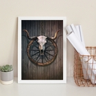 Quadro Decorativo Faroeste- Crânio Boi 45x34cm Moldura:madeir