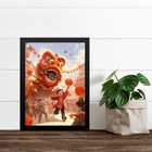 Quadro Decorativo Festa Do Leão Chinês 33x24cm - Com Vidro Mo