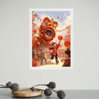 Quadro Decorativo Festa Do Leão Chinês 33x24cm - Com Vidro Mo