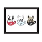 Quadro Decorativo Filhotes Fofos Nas Xícaras