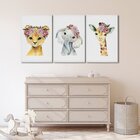 Quadro Decorativo Filhotes No Jardim Infantil Com 3 Telas 60x