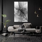 Quadro Decorativo Fios Tons De Cinza Vertical Com Moldura E S