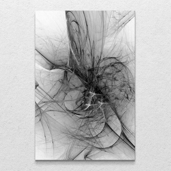Quadro Decorativo Fios Tons De Cinza Vertical Sem Moldura E S