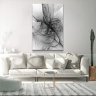 Quadro Decorativo Fios Tons De Cinza Vertical Sem Moldura E S