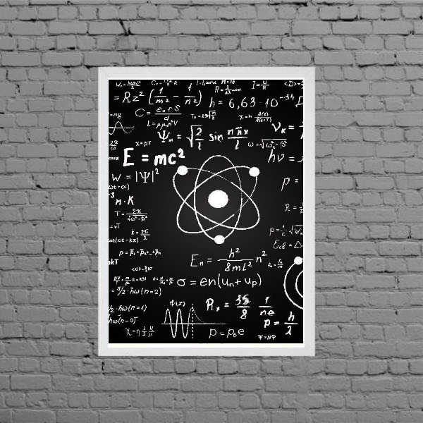 Quadro Decorativo Física Átomo Equação 24x18cm Moldura:madeir