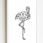 Quadro Decorativo Flamingo Geométrico  - 70x50cm Moldura Bran