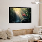 Quadro Decorativo Flamingo Na Cachoeira  - 50x70cm Moldura Pr