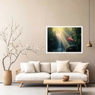 Quadro Decorativo Flamingo Na Cachoeira  - 50x70cm Moldura Pr