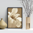 Quadro Decorativo Flor Branca Fundo Marrom 33x24cm - Com Vidr