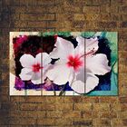 Quadro Decorativo Flor Branca Para Sala 3 Peças