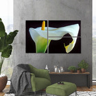 Quadro Decorativo Flor Copo De Leite 3 Peças Para Salas