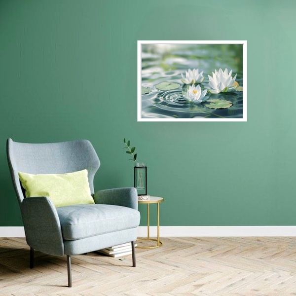 Quadro Decorativo Flor De Lótus - 50x70cm Moldura Branca