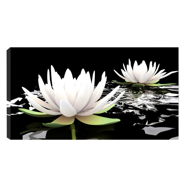 Quadro Decorativo Flor De Lotus Branca 55x100cm