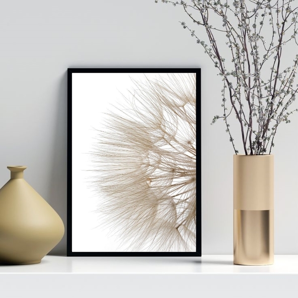 Quadro Decorativo Flor Dente De Leão Branca 33x24cm - Com Vid