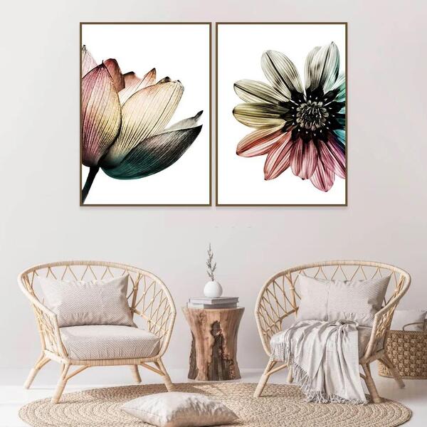 Quadro Decorativo Flor Lotus  Colorida  Delicadas 60x90 Quart