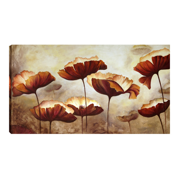 Quadro Decorativo Flor Marrom Papoulas 55x100cm