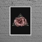 Quadro Decorativo Flor Rosa Triângulo 24x18cm Moldura:madeira