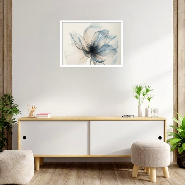 Quadro Decorativo Flor Translúcida  - 50x70cm Moldura Branca