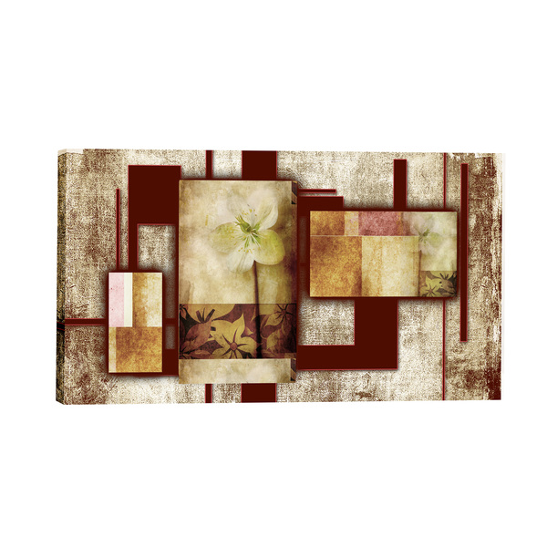 Quadro Decorativo Floral Abstrato Marrom 55x100cm
