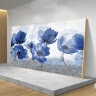 Quadro Decorativo Floral Blue Papoilas Com Moldura Dourada E