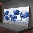 Quadro Decorativo Floral Blue Papoilas Com Moldura Marrom 150