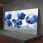 Quadro Decorativo Floral Blue Papoilas Com Moldura Marrom 180