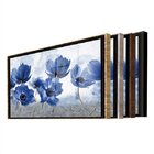 Quadro Decorativo Floral Blue Papoilas Com Moldura Marrom E V