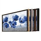 Quadro Decorativo Floral Blue Papoilas Com Moldura Prata 150x