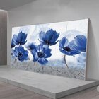 Quadro Decorativo Floral Blue Papoilas Com Moldura Prata 200x