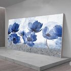 Quadro Decorativo Floral Blue Papoilas Com Moldura Prata E Vi