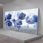 Quadro Decorativo Floral Blue Papoilas Com Moldura Prata E Vi