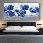 Quadro Decorativo Floral Blue Papoilas Com Moldura Preto 120x