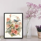 Quadro Decorativo Floral Casal Pássaros 33x24cm Moldura:madei