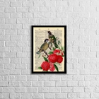 Quadro Decorativo Floral Com Pássaros 45x34cm Moldura:madeira