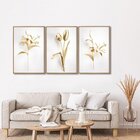 Quadro Decorativo Floral Copo De Leite Delicado 3 Telas 60x90