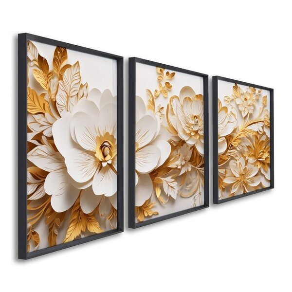 Quadro Decorativo Floral Delicado Flores Brancas E Amarelas C