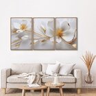 Quadro Decorativo Floral Delicado Magnólias 3 Telas 60x90cm P