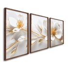 Quadro Decorativo Floral Delicado Magnólias Com 3 Telas De Pa
