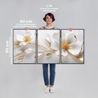 Quadro Decorativo Floral Delicado Magnólias Com 3 Telas De Pa