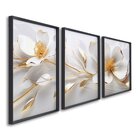 Quadro Decorativo Floral Delicado Magnólias Com 3 Telas De Pa