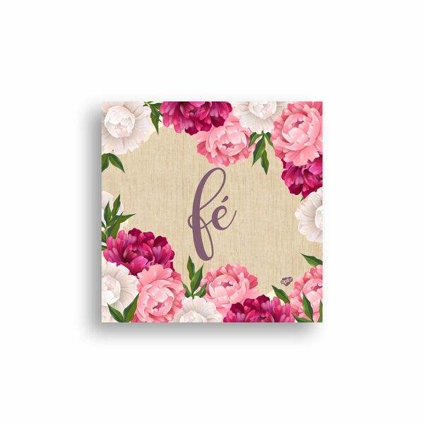 Quadro Decorativo Floral Fé 20x20 Cm