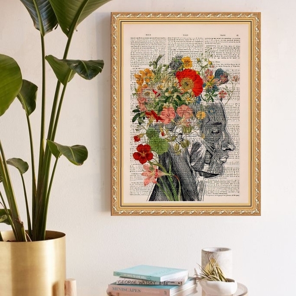 Quadro Decorativo Floral Fisiologia 45x34cm - Com Vidro Moldu