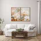 Quadro Decorativo Floral Flor De Lótus 2 Telas 60x90cm Para S