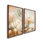 Quadro Decorativo Floral Flor De Lótus Com 2 Telas De Parede