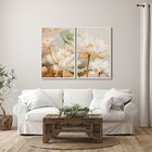 Quadro Decorativo Floral Flor De Lótus Com 2 Telas De Parede