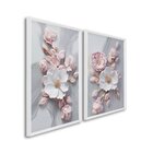 Quadro Decorativo Floral Flor De Porcelana Com 2 Telas De Par