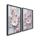 Quadro Decorativo Floral Flor De Porcelana Com 2 Telas De Par
