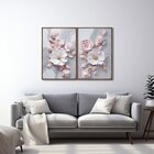 Quadro Decorativo Floral Flor De Porcelana Com 2 Telas De Par