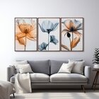 Quadro Decorativo Floral Flores Com Caule Com 3 Telas De Pare