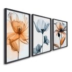 Quadro Decorativo Floral Flores Com Caule Com 3 Telas De Pare